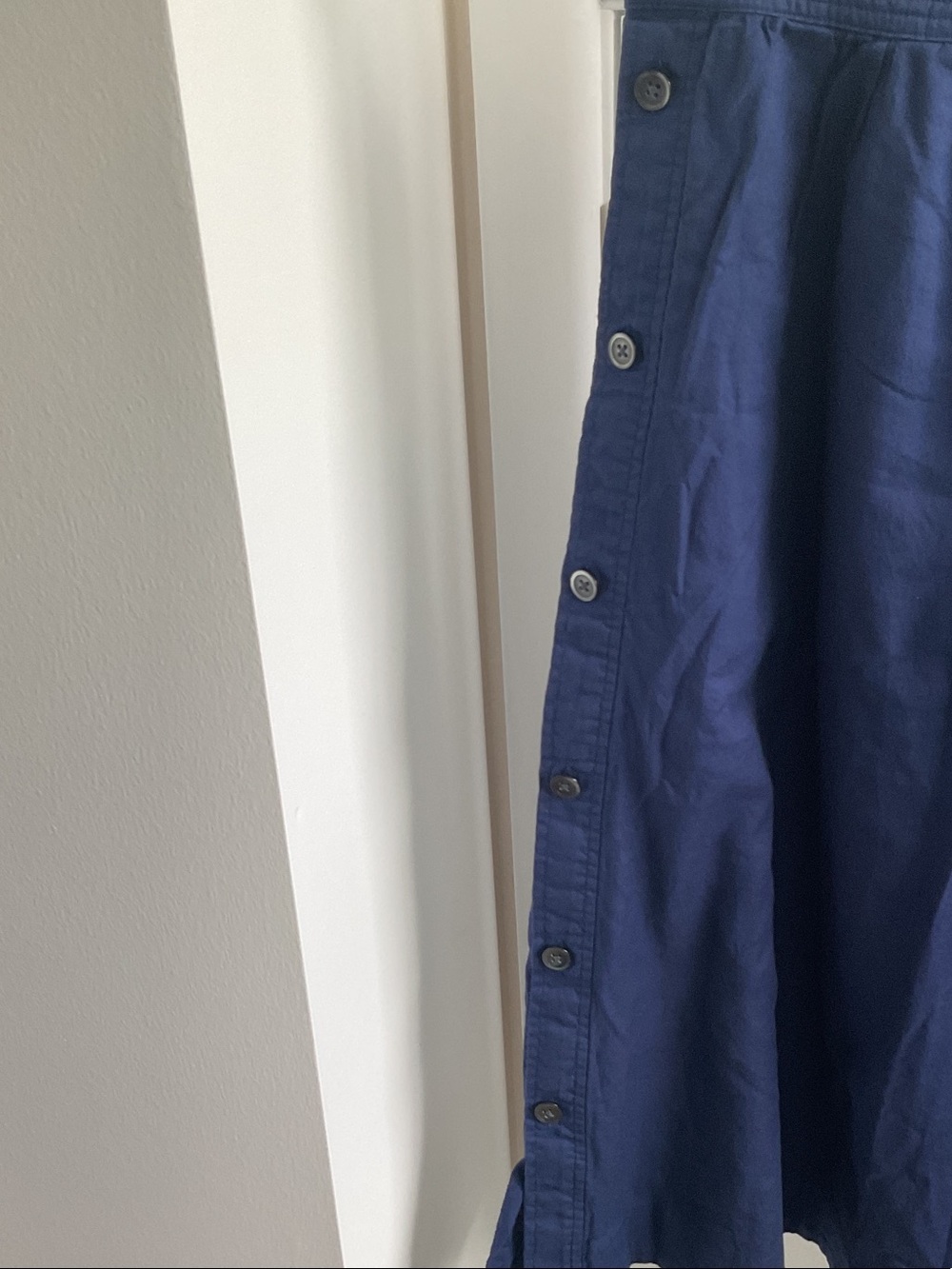 Madewell Navy Button-Trim 100% Cotton A-Line Skirt - Picture 3 of 11